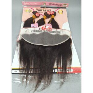 12" 14" 16" Straight Bundles And HD Frontal Unprocessed Human Hair Natural Black
